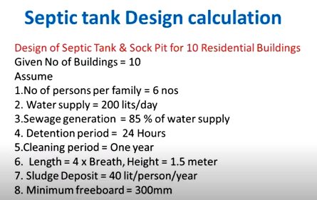 Design of septic tank with soak pit