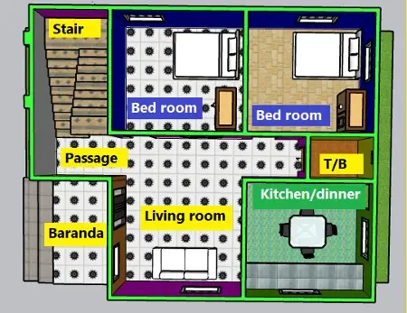 28x34 feet Home plan | 28x34 फिट जमिन मा घर प्लान