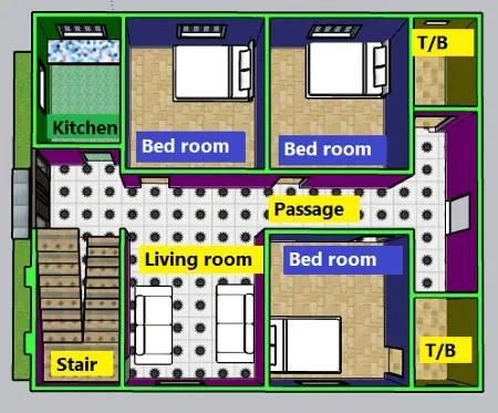 30x35 feet Home plan | 30x35 फिट जमिन मा घर प्लान